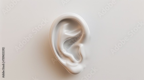 An ear icon representing hearing set against a white background stands out as the main focus photo