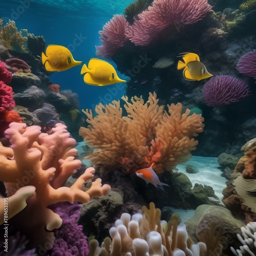 A vibrant underwater scene with coral and fish1 photo