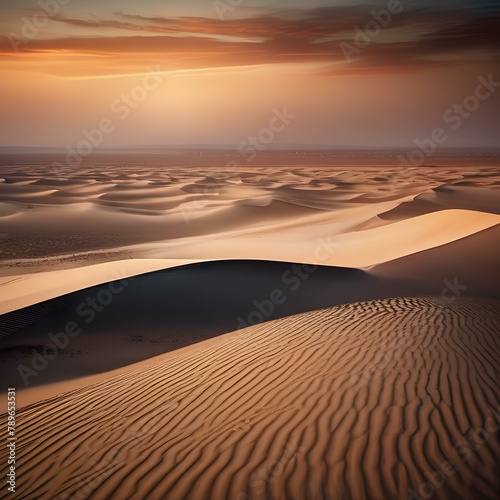 An expansive desert with sand dunes stretching into the distance2