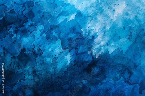 Blue abstract wallpaper with watercolor splashes.
