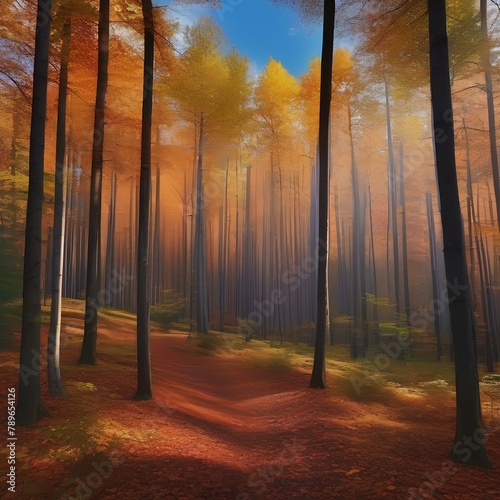 A vibrant autumn forest with leaves changing colors5 photo