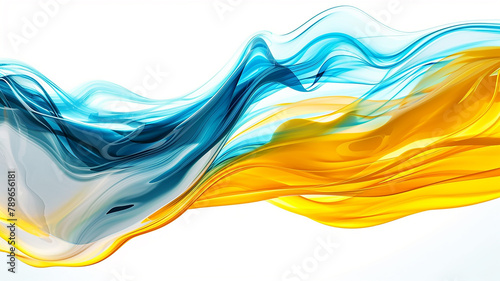Close Up of Blue and Yellow Liquid. Abstract background