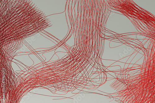 Dynamic Red Strands Abstract photo