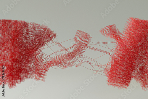 Abstract Red Threads Interaction photo