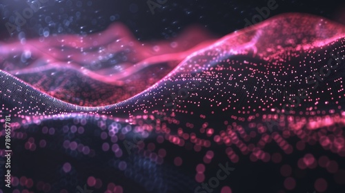 Abstract red digital wave particles. Network and data analysis concept for design and web banner © AIS Studio