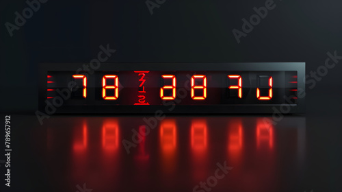 A modern digital clock with glowing digits symbolizing the relentless march of time. set against a pitch-black background. 