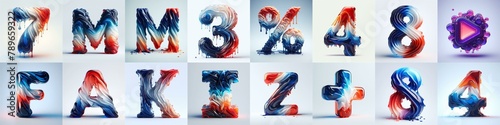 Glass letters in France flag colors lettering. AI generated illustration