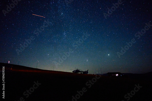 Clear starry sky above the airfield