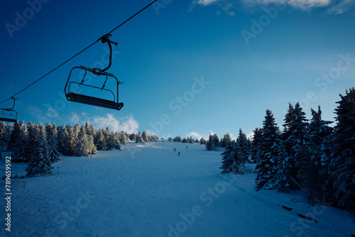 Landscape of the slopes from the ski lift photo