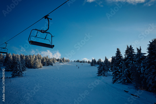 Landscape of the slopes from the ski lift