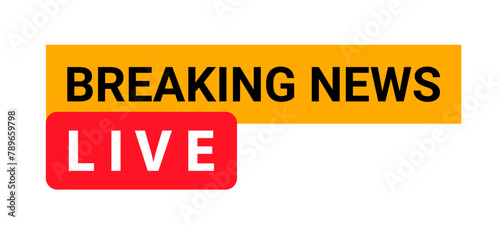 Live Breaking News Broadcast Banner on Television Screen. Vector Illustration.
