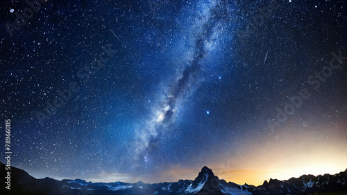 Magischer Moment: Sternschnuppe über majestätischer Bergkulisse 