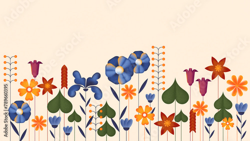 Flowers on background with copy space. Natural Floral Plant backdrop photo