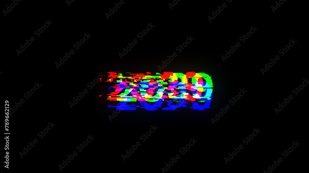 3D rendering 2039 text with screen effects of technological glitches 3D rendering 2039 text with screen effects of technological glitches