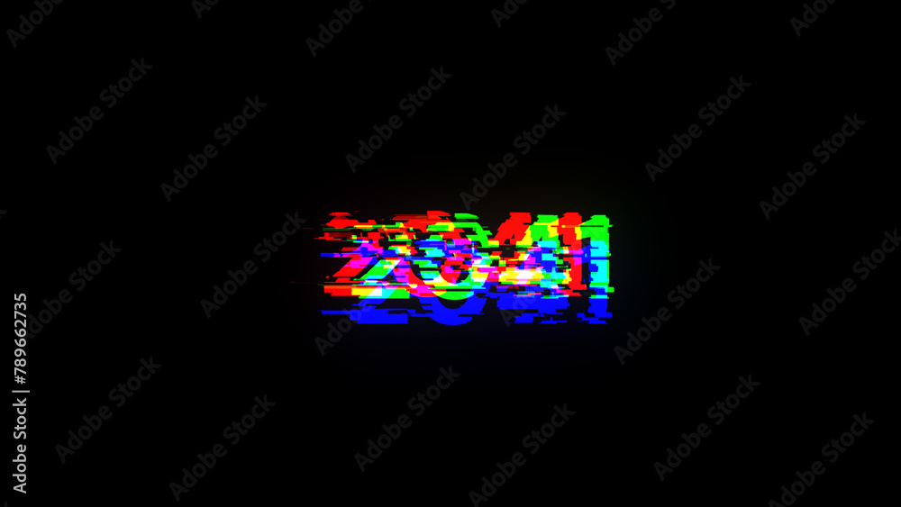 3D rendering 2041 text with screen effects of technological glitches 3D rendering 2041 text with screen effects of technological glitches