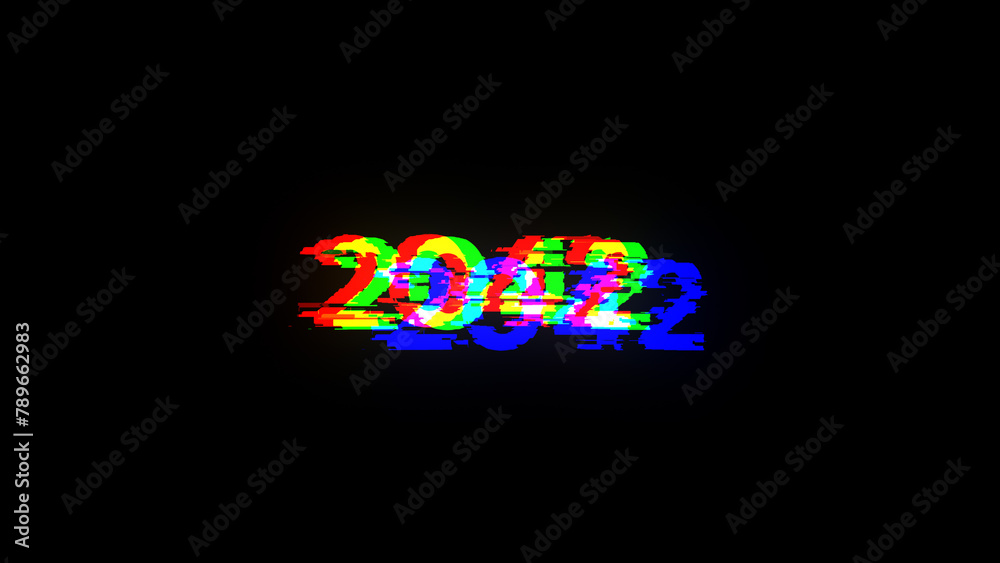 3D rendering 2042 text with screen effects of technological glitches 3D rendering 2042 text with screen effects of technological glitches