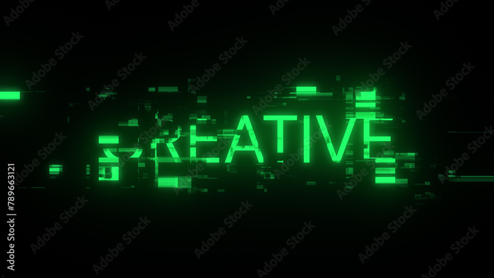 3D rendering creative text with screen effects of technological glitches 3D rendering creative text with screen effects of technological glitches