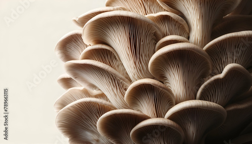 Underside of Oyster Mushrooms with Detailed Gills,Detailed Texture and Natural Patterns for Culinary and Educational Use © Anisgott