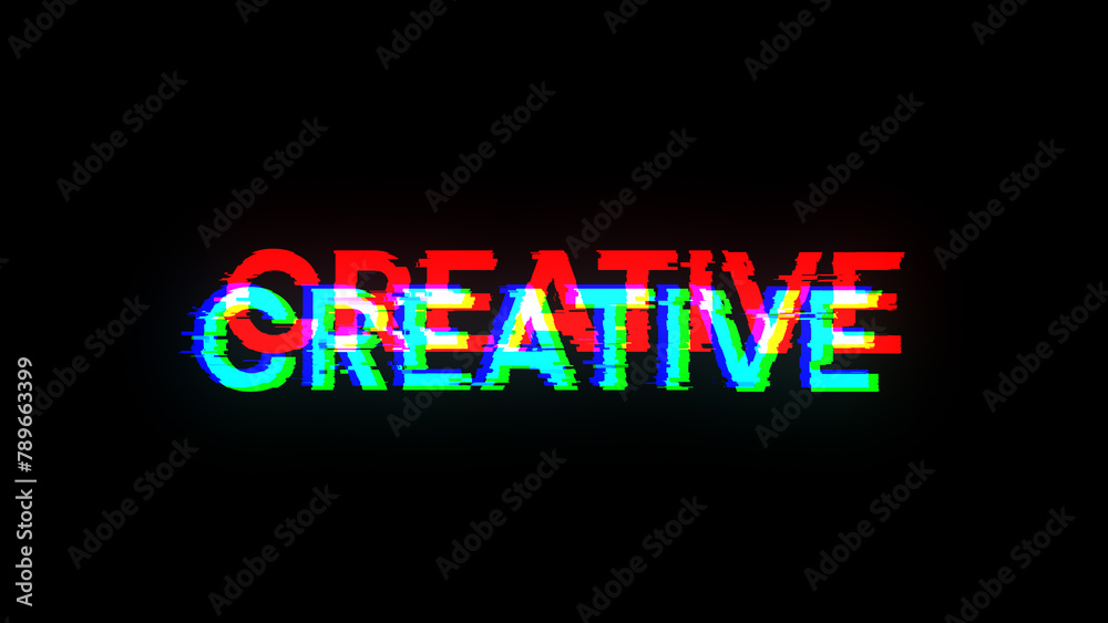3D rendering creative text with screen effects of technological glitches 3D rendering creative text with screen effects of technological glitches