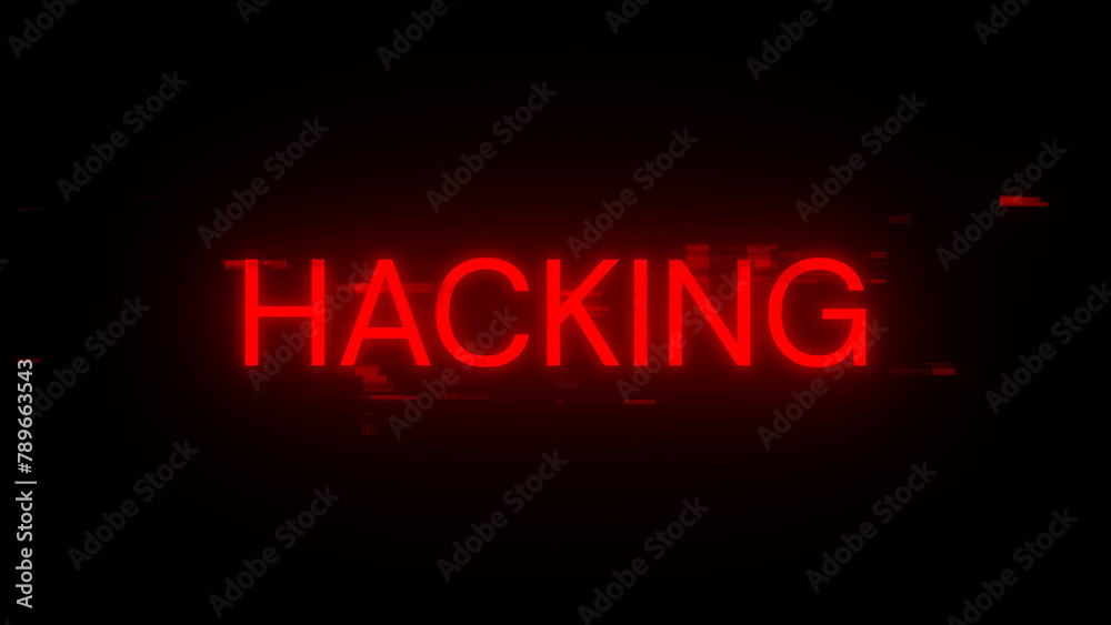 3D rendering hacking text with screen effects of technological glitches 3D rendering hacking text with screen effects of technological glitches