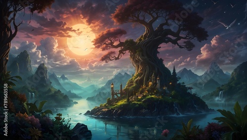 Immerse yourself in a fantastical realm where mythical creatures roam and ethereal islands float in the sky, brought to life with intricate digital illustrations.
