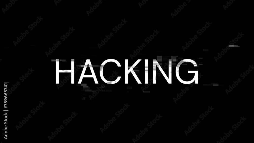 3D rendering hacking text with screen effects of technological glitches 3D rendering hacking text with screen effects of technological glitches