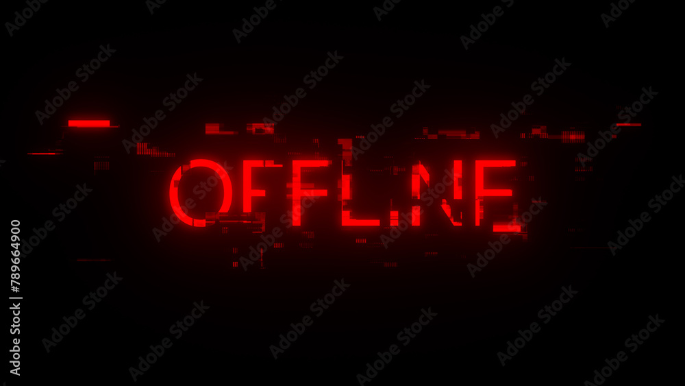 3D rendering offline text with screen effects of technological glitches 3D rendering offline text with screen effects of technological glitches