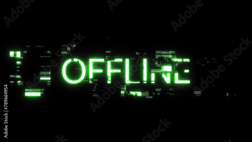 3D rendering offline text with screen effects of technological glitches