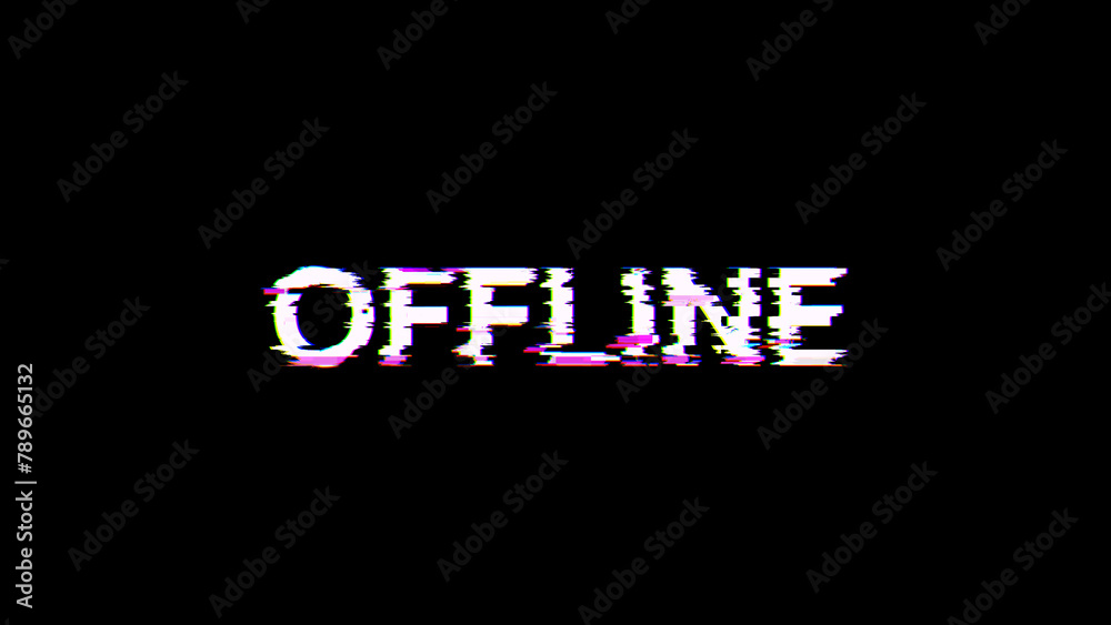 3D rendering offline text with screen effects of technological glitches 3D rendering offline text with screen effects of technological glitches