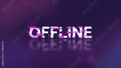 3D rendering offline text with screen effects of technological glitches
