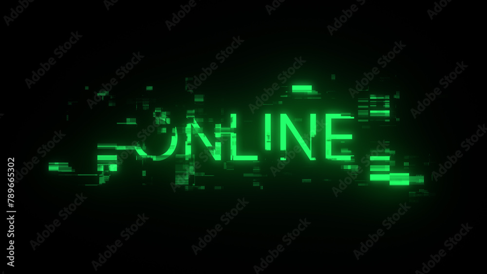 3D rendering online text with screen effects of technological glitches 3D rendering online text with screen effects of technological glitches