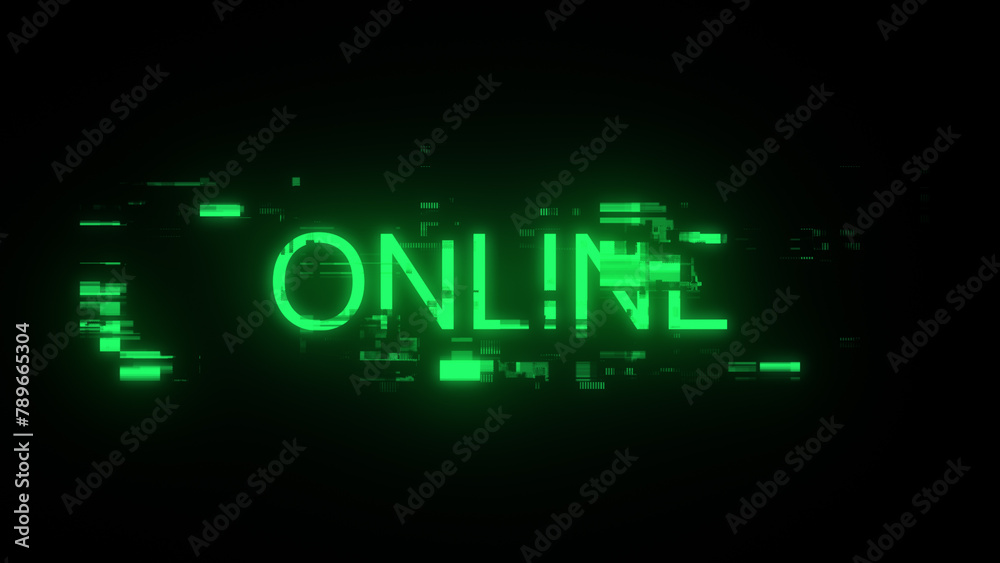 3D rendering online text with screen effects of technological glitches 3D rendering online text with screen effects of technological glitches