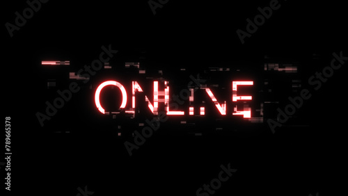 3D rendering online text with screen effects of technological glitches