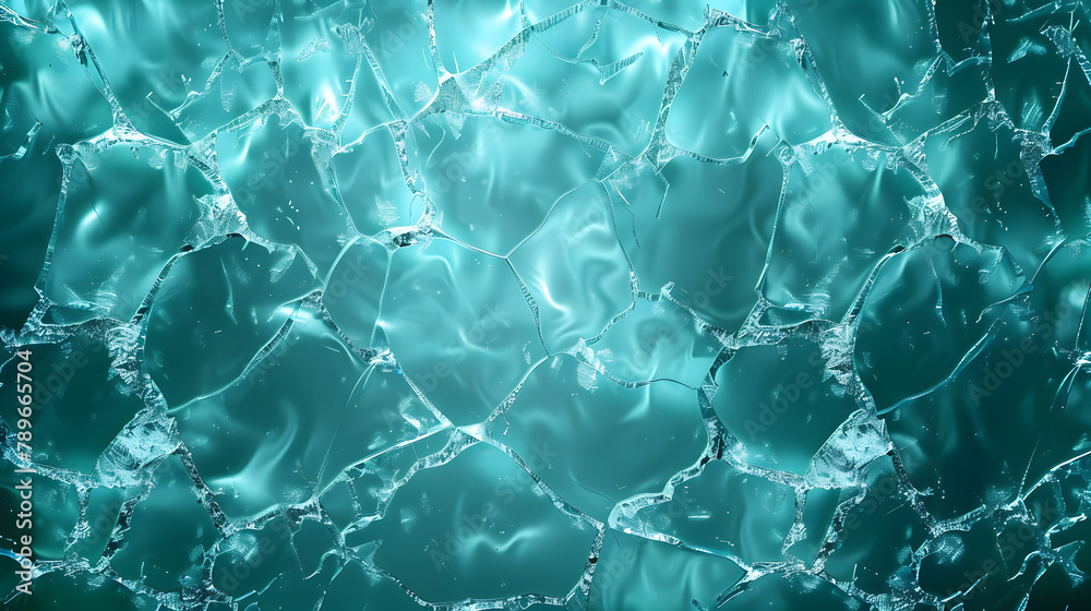 Obraz premium A wall of ice is cracked in half. illuminated in the pattern of strobe lights