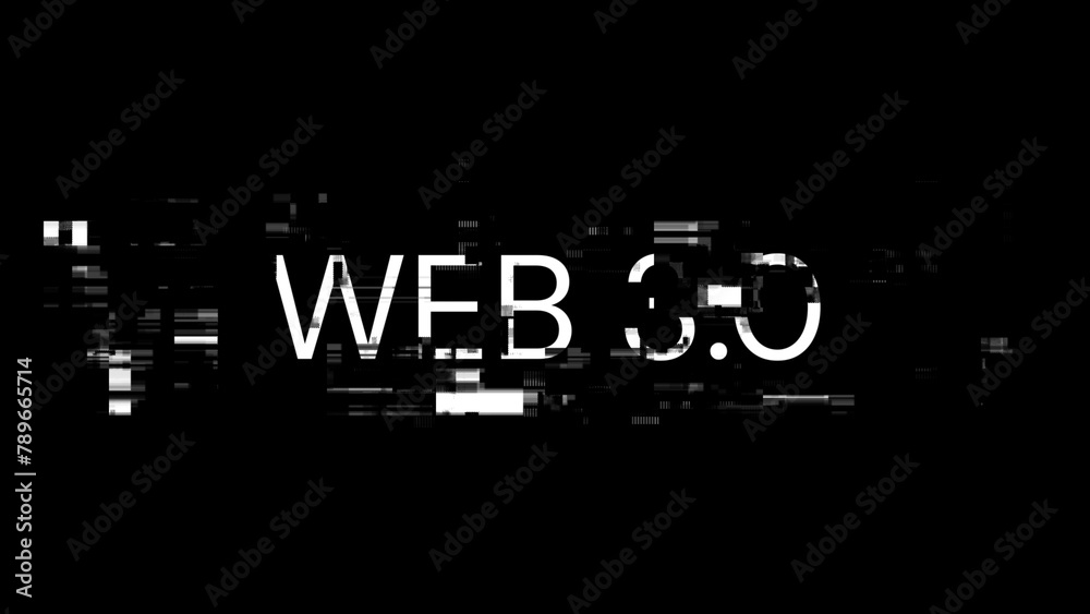 Obraz premium 3D rendering WEB 3.0 text with screen effects of technological glitches