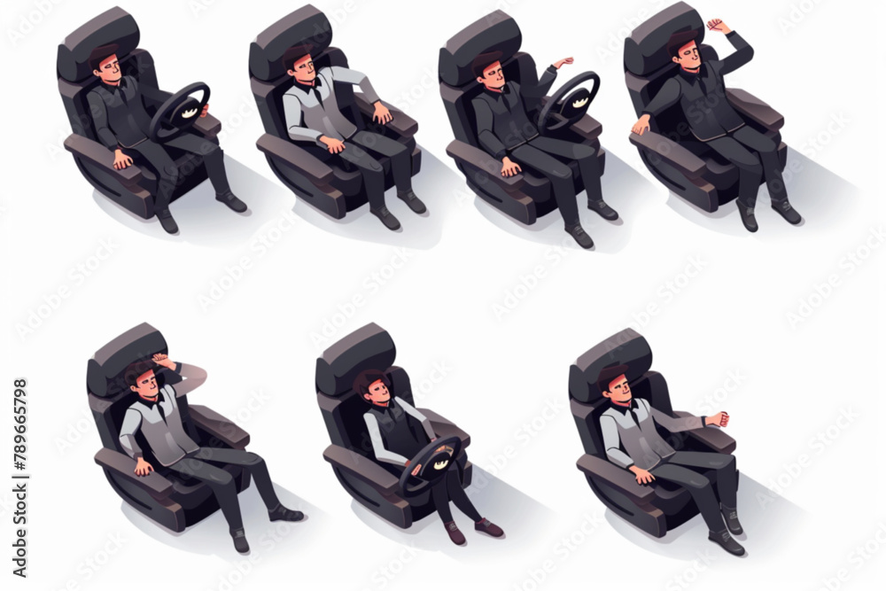 Dozing Icon Male driver dozing or fell asleep at the wheel of a car. Sleep while ...