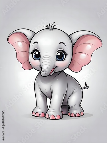 Cute Baby elephant in cartoon style 