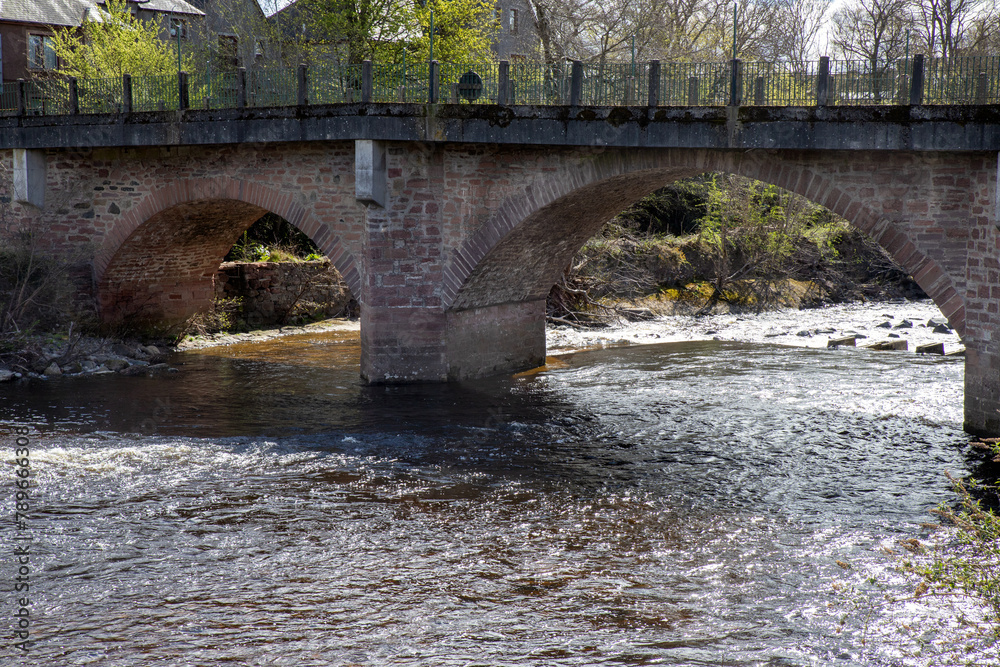 Fototapeta premium The River Ericht. River in Perthshire, Scotland from the rivers Blackwater and Ardle at Bridge of Cally. It runs to River Isla, and the River Tay. Cuts Craighall Gorge and of Blairgowrie and Rattray