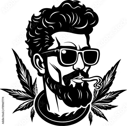 Mary Jane Moments Cartoon Character Enjoying Marijuana in Vector Logo Smokin Sidekick Cartoon Character Sharing a Toke in Logo Icon