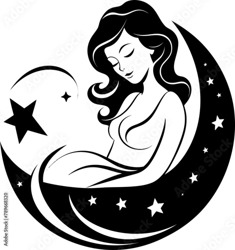 Pregnancy Positivity Smiling Expectant Mother Emblem Bump Breeze Happy Pregnancy Vector Symbol