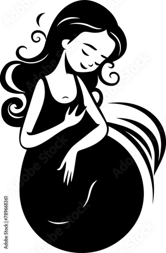 Nurturing Joy Happy Pregnancy Icon in Logo Divine Expectancy Radiant Mama to Be Vector Symbol