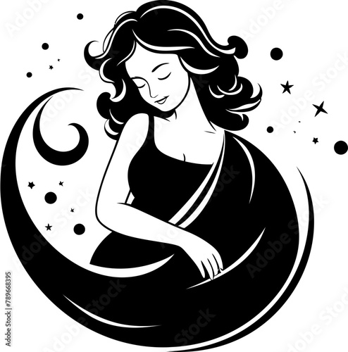 Expectant Euphoria Radiant Mother to Be Symbol Miracle Mama Joyful Pregnant Woman Vector