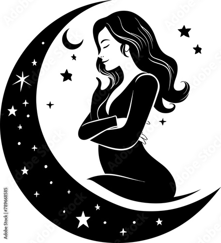 Pregnancy Paradise Smiling Mother to Be in Vector Radiant Glow Happy Pregnancy Logo Icon