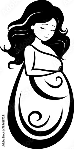 Radiant Expectations Smiling Mama to Be Logo Design Expectant Elation Happy Pregnancy Vector Icon