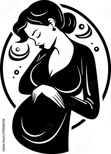 Blossoming Bliss Happy Expectant Mother Logo Radiant Expectations Radiant Pregnancy Icon in Vector
