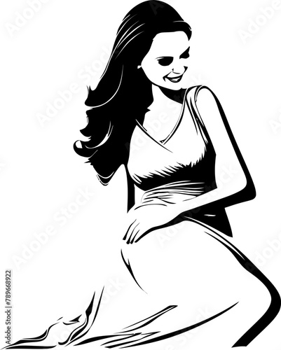 Radiant Motherhood Happy Pregnancy Icon in Vector Design Blossoming Bliss Joyful Pregnant Woman Vector Symbol