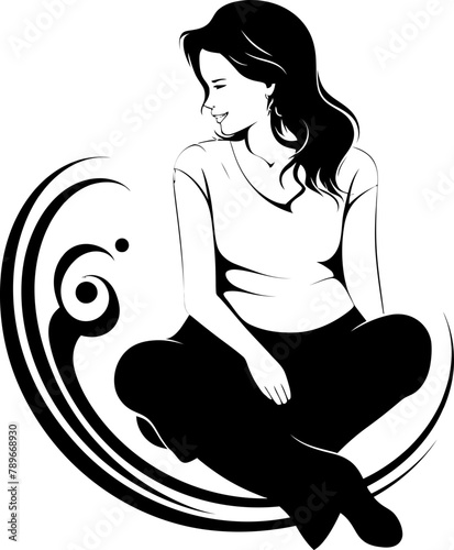 Expectant Euphoria Radiant Pregnancy Icon in Logo Maternal Glow Happy Expectant Mother Vector Emblem