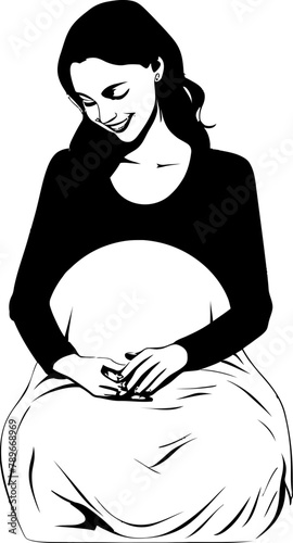 Bump Bloom Smiling Pregnancy Vector Symbol Pregnancy Paradise Radiant Mother to Be Emblem