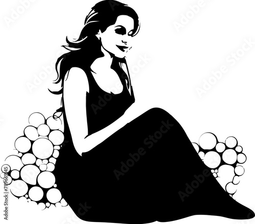 Expectant Radiance Joyful Pregnancy Vector Emblem Joyful Blossom Radiant Pregnant Woman Logo Icon