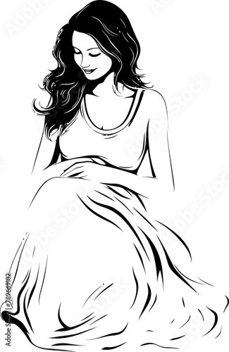 Radiant Maternity Joyful Mother to Be Icon in Vector Miracle Mama Happy Pregnancy Icon in Emblem